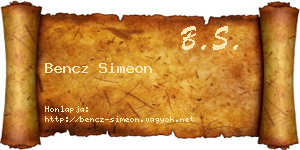 Bencz Simeon névjegykártya
